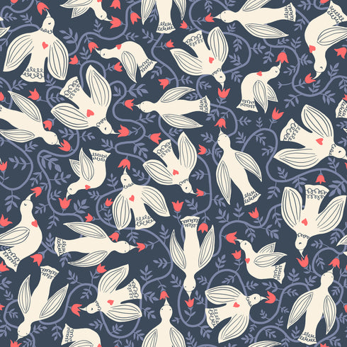 CANVAS Endpaper Hummingbirds in Smoke - Ruby Star Society Sold by the Yard